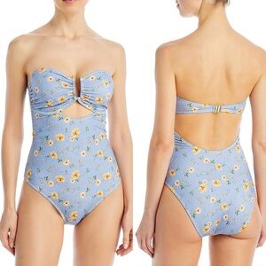 💃🏻Aqua Floral Blue One Piece Swimsuit